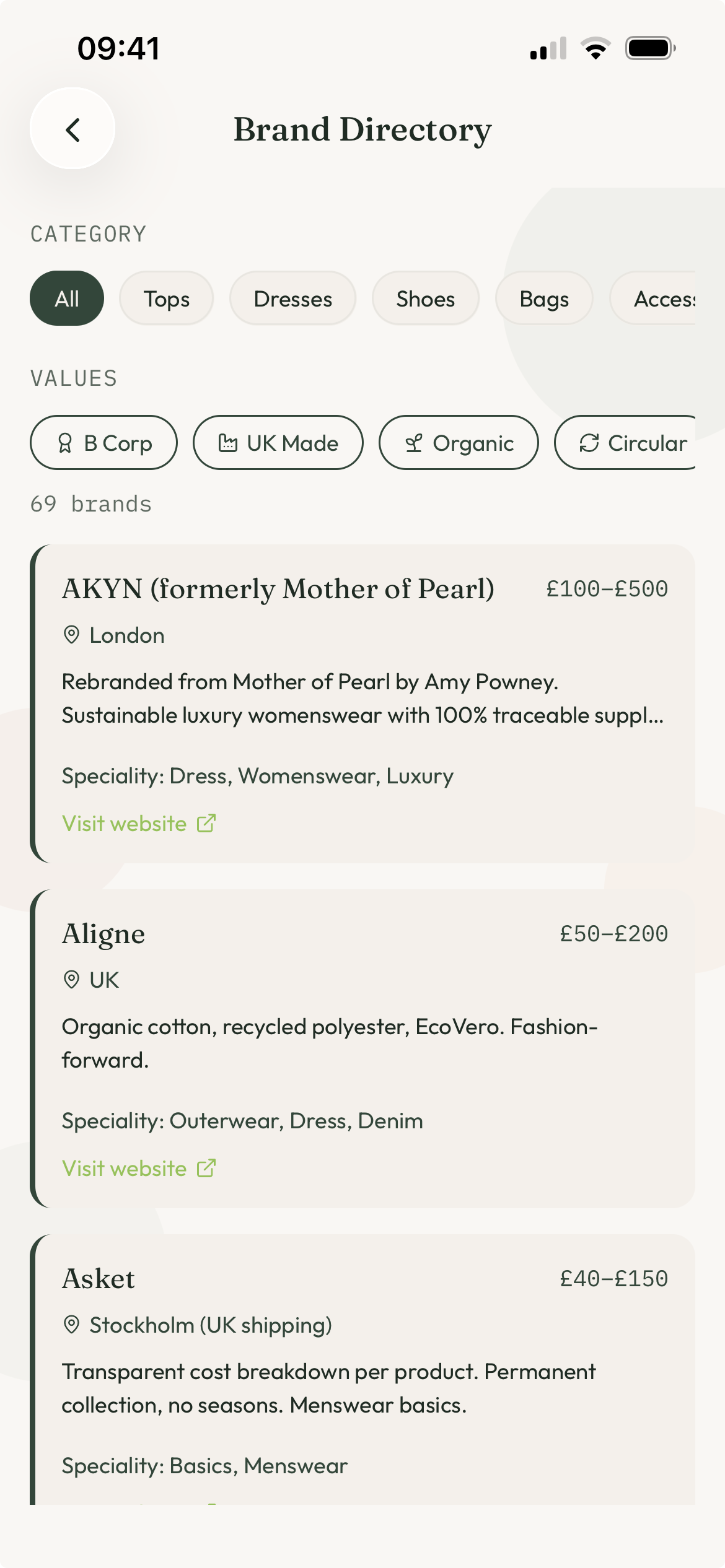 The Brand Directory — vetted UK and circular brands